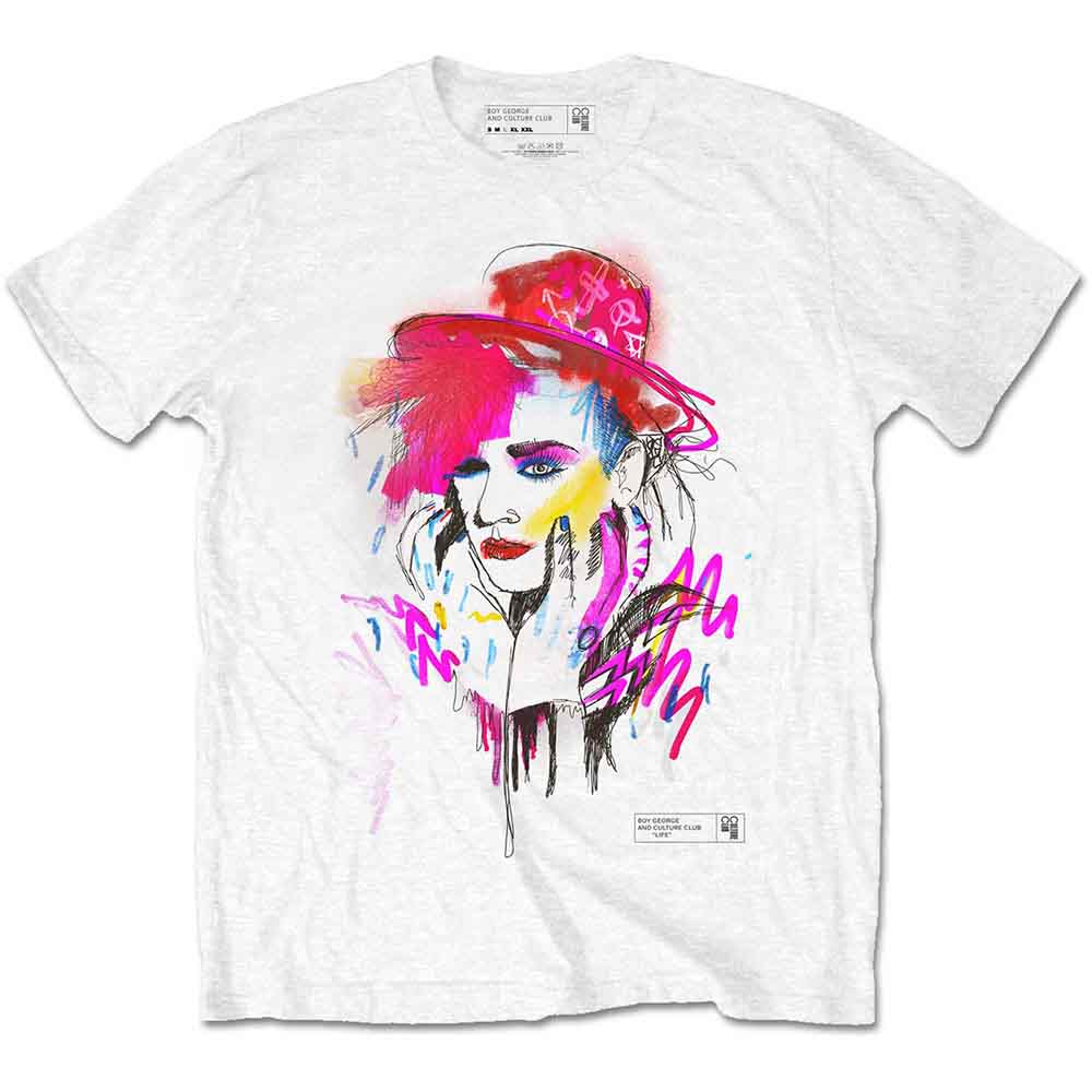 Boy George & Culture Club Drawn Portrait White