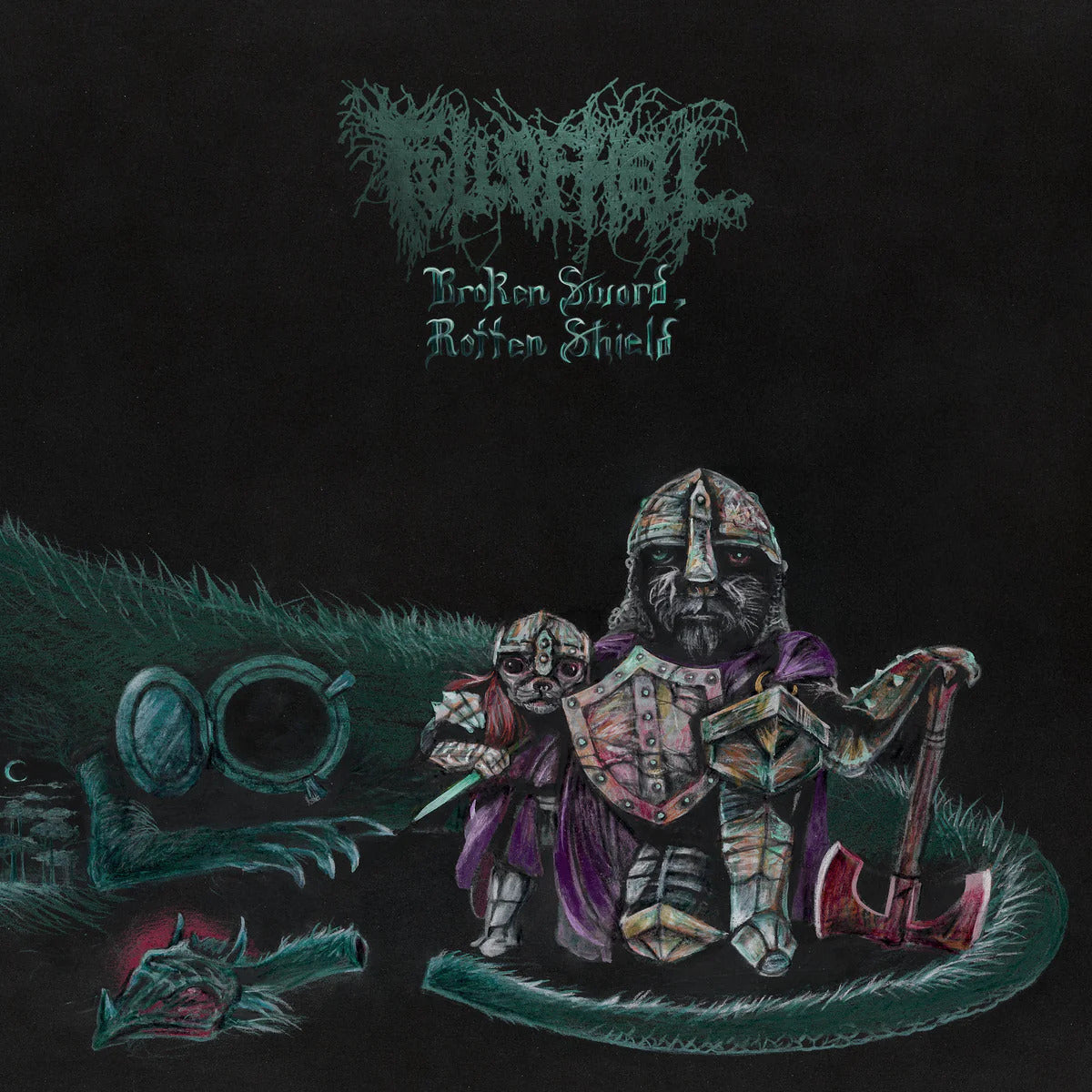 Full Of Hell Rotten Shield (10" Vinyl) (Indie Exclusive) (White/Black/Oxblood/Blue Splatter Vinyl) Broken Sword