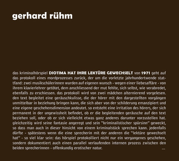 GERHARD RUHM Diotima Hat Ihre Lekture Gewechselt