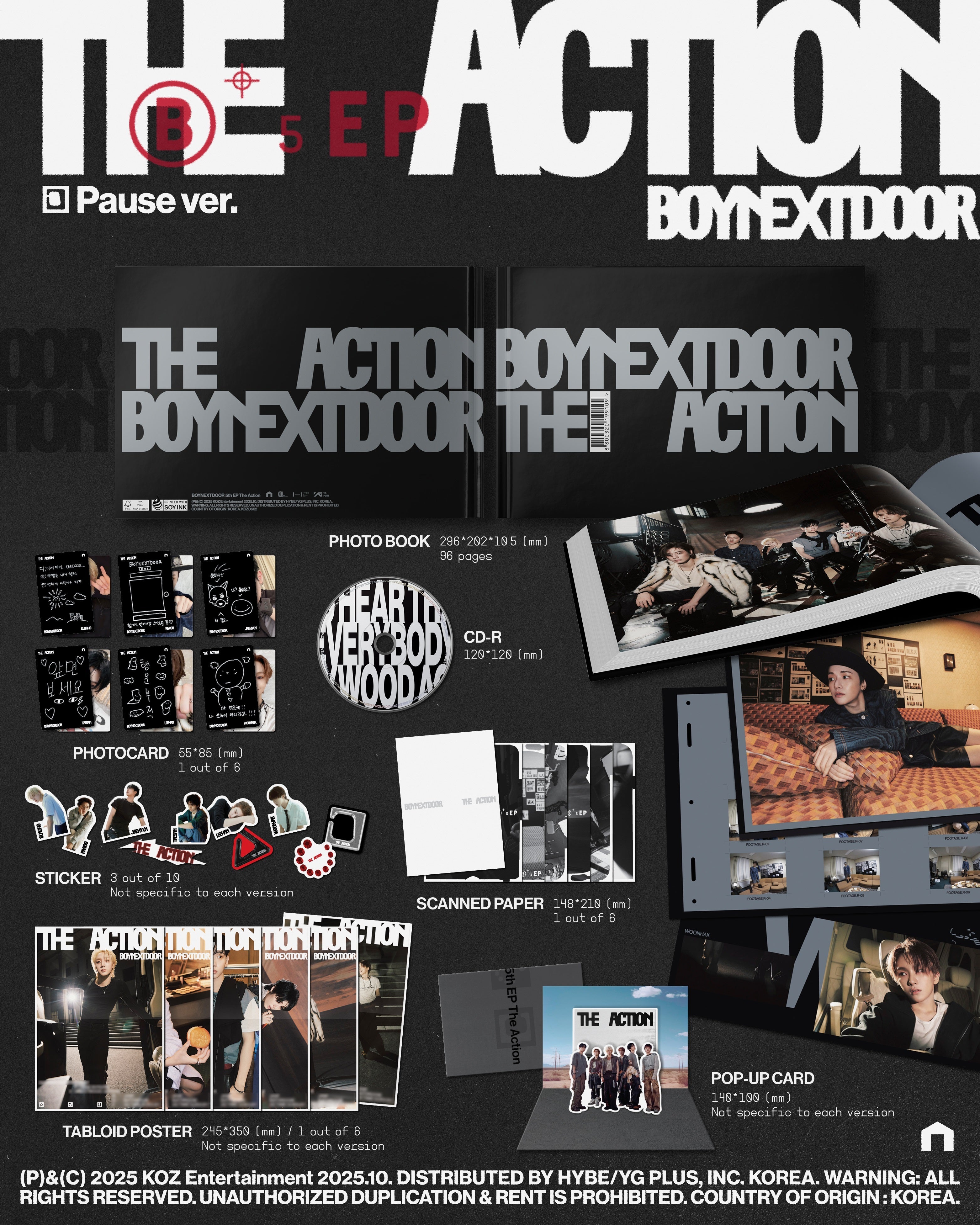 BOYNEXTDOOR Boynextdoor 5Th Ep [The Action] [Pause Ver.] [Indie Retail Exclusive] [CD]