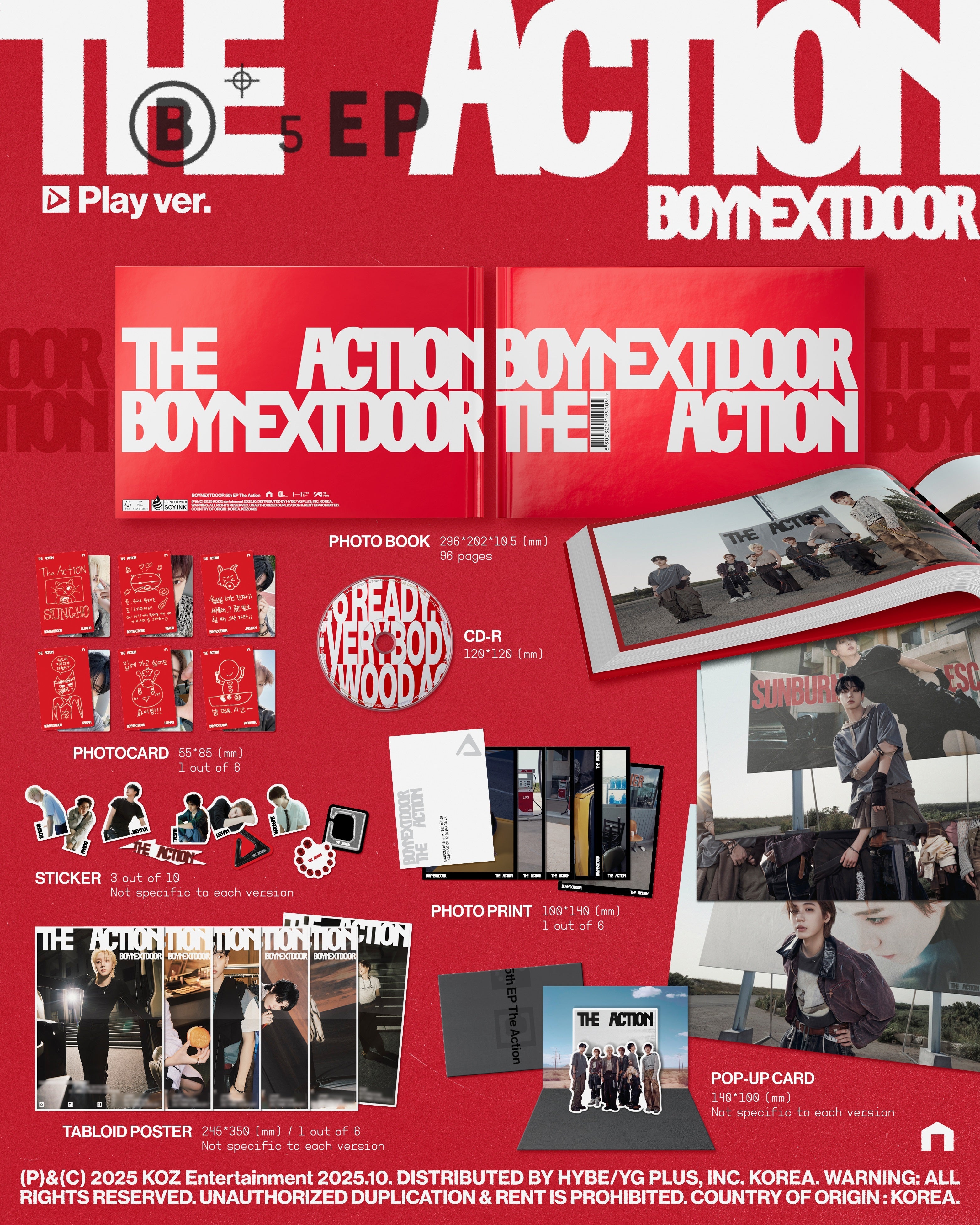 BOYNEXTDOOR Boynextdoor 5Th Ep [The Action] [Play Ver.] [Indie Retail Exclusive] [CD]