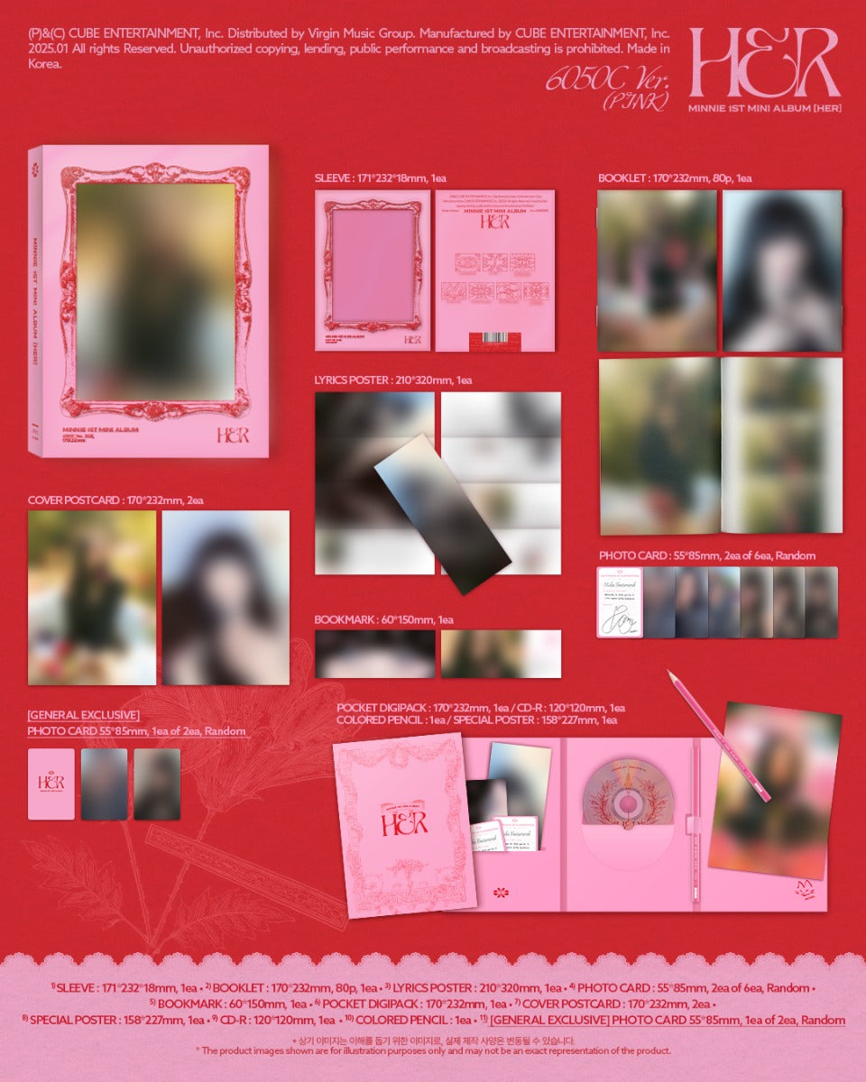 Minnie ((G)I-DLE) Her [6050C Ver.] (Booklet, Pencil, Photo / Photo Card, Poster, Postcard)